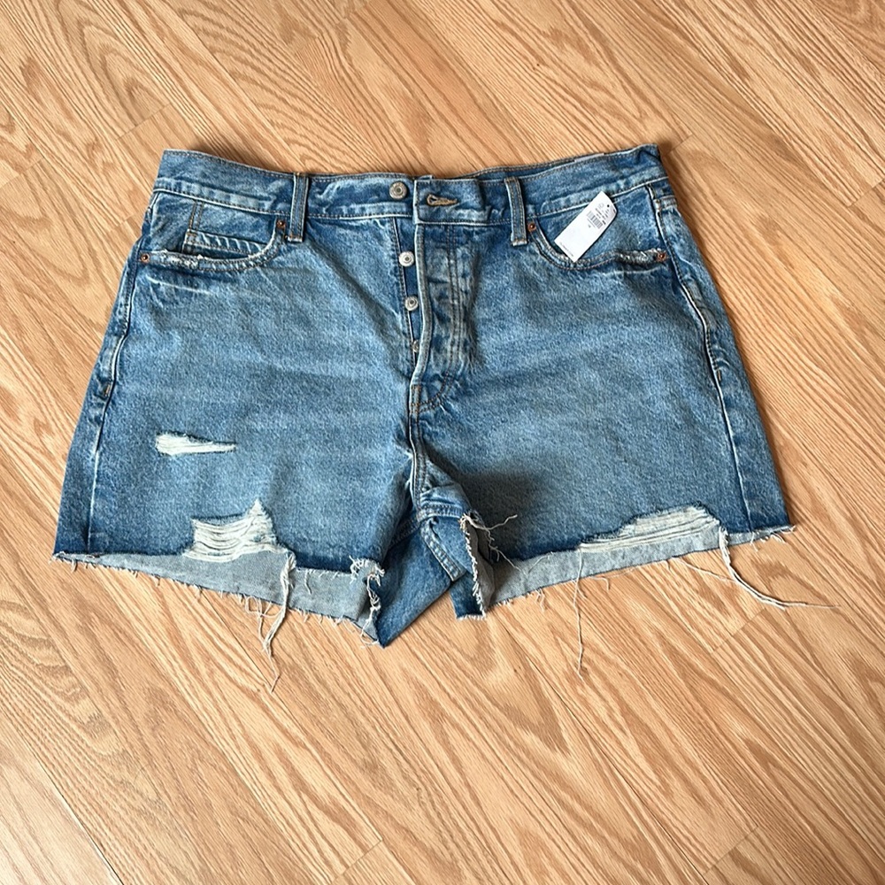 Old Navy Higher High-Waisted Button-Fly Sky-Hi A-Line Jean Shorts